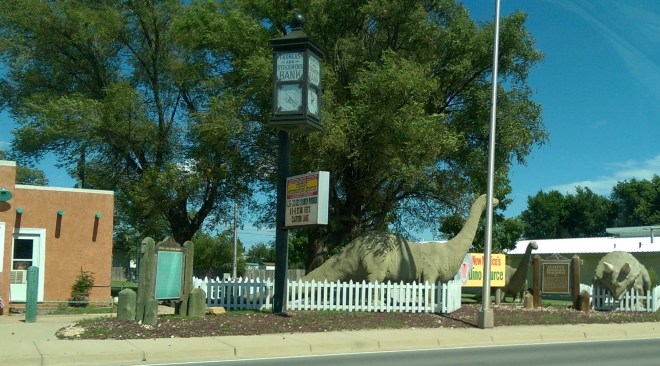 Dino tracks advertisement in the town.